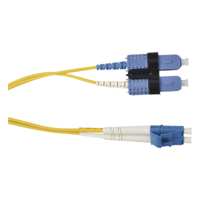 Jumper de Fibra Óptica Monomodo (OS2), XGLO, Riser, LC/UPC-SC/UPC Duplex, OFNR, Color Amarillo, 1 Metro (3.28 Pies) - Imagen 3
