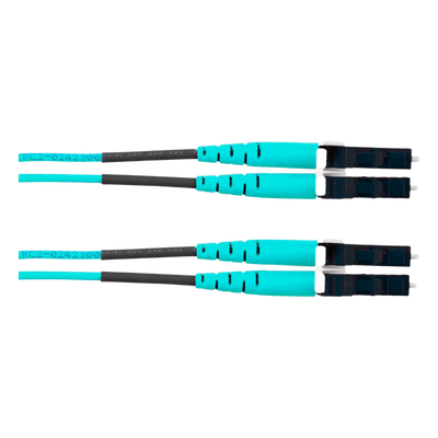 Jumper de Fibra Optica Multimodo 50/125 OM4, LC-LC Duplex, OFNR (Riser), Color Aqua, 25 Metros - Imagen 2