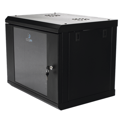 Gabinete de Pared de 9U con Puerta de Cristal Templado, 455 mm de Profundidad, Rack de 19'', Acero Reforzado Color Negro. - Imagen 6
