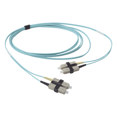 Jumper de Fibra Óptica Multimodo 50/125 OM3 XGLO, SC-SC Duplex, OFNR, Color Aqua, 3 Metros (9.84 Pies)