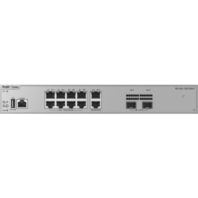 Switch Capa 3 / 10 Puertos Gigabit PoE+ / 2 Puertos SFP 2.5GE / Capacidad de Conmutación 30 Gbps / PoE Budget 125 W / Diseño sin Ventilador / Protección contra Sobretensiones 10 kV / VSU / OSPF / RIP / Línea Cybrey - Imagen 3