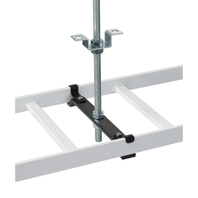 Kit de Soporte Central para escalerilla con Ajuste 12.00 pulgadas de Acero Color Negro / Incluye Varilla Roscada y Brackets / Para instalacion a Techo