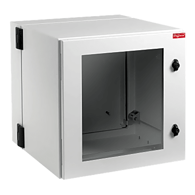 Gabinete Industrial ProTek de 8 UR Puerta con Ventana de 434 x 600 x 380 mm, Protección NEMA Tipo 12; IP55; IK10, Abatible, Fabricado en Acero, Color Gris Claro