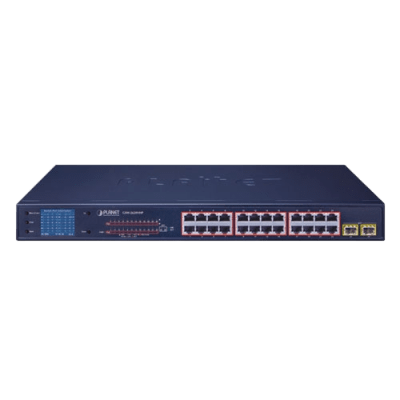 Switch PoE de 24 Puertos Gigabit 802.3af/at con Modo Extendido 250 m, 2 Puertos SFP 1000SX , Pantalla LCD para Configuración Básica, Hasta 300 W para PoE - Imagen 3