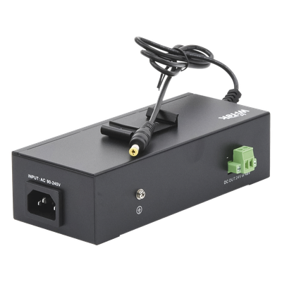 Inyector PoE industrial / Con UPS No-Break / Cuenta con 2 Puertos Gigabit (1 PoE 24/48V pasivo) / Salida DC 12V