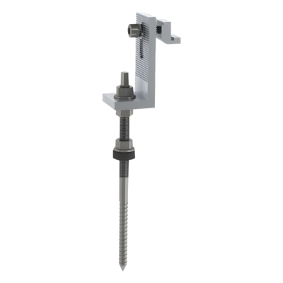 Soporte L para riel 7 con tornillo  M10*200 para techo de lamina