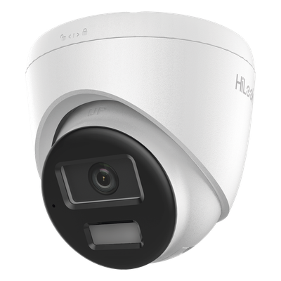 [Dual Light] Turret IP de 2 Megapixel   / Lente 2.8 mm /  Ángulo de visión 101° / 20 mts IR + 15 mts Luz Blanca / Micrófono Integrado / ACUSENSE Lite /  Exterior IP67 / PoE / dWDR / H.265+ / ONVIF