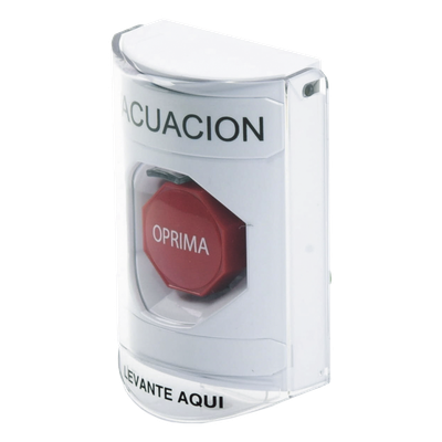 Botón de Evacuación, Cubierta de Policarbonato Súper Resistente de Superficie con Espaciador, Restablecimiento con Llave, Con Bocina de Advertencia - Imagen 4