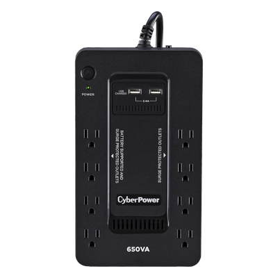 UPS de 650 VA/390 W, Topología Standby con Modo Ahorrador ECO, Entrada 120 Vca NEMA 5-15P, Con 8 Tomas NEMA 5-15R 