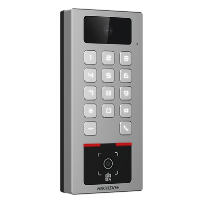 Teclado con Lector Físico de QRs para Exterior Antivandálico IP65 & IK09 con función de Videoportero Multiapartamento / Tarjeta, Código QR, PIN o App HikConnect / Cámara 2 MP compatible con NVRs / Soporta b - Imagen 3