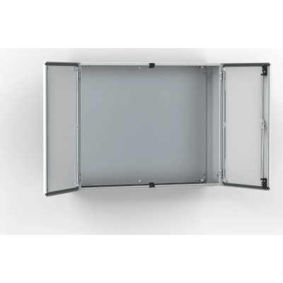 Gabinete de Doble Puerta MAD / 1000 x 1000 x 300 mm (39.37 x 39.37 x 11.81 in) / NEMA Tipo 12 / IP55 / IK10 / Acero Dulce 1.5 mm / Placa de Montaje Incluida / Gris Claro RAL 7035 - Imagen 3