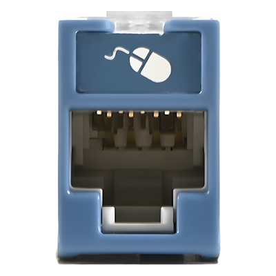 Jack UltraMAX Cat6, UTP, Montaje Híbrido en Placa de Pared (Plano y Angulado), Color Azul, Punch Down