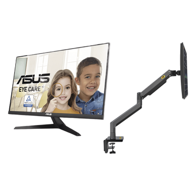 Kit de Montaje de Escritorio Articulado + Monitor Profesional Ultra Delgado 27” Full HD