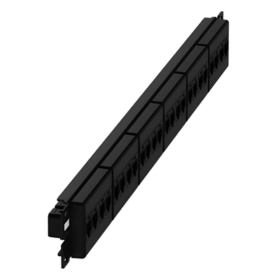 Panel de Parcheo con 24 Acopladores Mini-Com, Plano, Categoría 6A, de 1 UR, Color Negro - Imagen 4