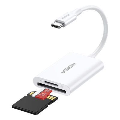 Lector de Tarjetas USB-C 3.1 | Soporta Micro-SD (TF) /SD | 5Gbps | 170 MB/s | OTG | Soporta hasta 2TB | Admite intercambio en Caliente | 2 tarjetas simultaneas | Soporta Windows/Mac OS/Linux | Color Blanco