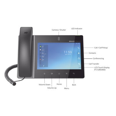 Video teléfono IP empresarial Android con pantalla táctil (1280x800) hasta 16 líneas y 16 cuentas SIP - Imagen 7