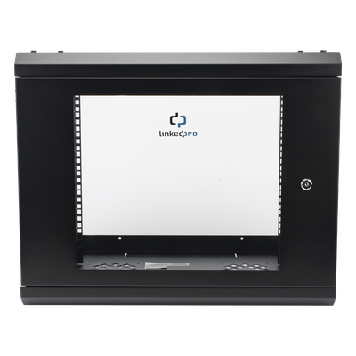 Gabinete de Pared con Puerta de Cristal Templado, 455 mm de Profundidad, 9U Rack de 19'', Acero Reforzado