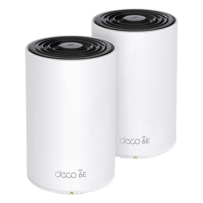 Kit 2 Routers Inalámbricos MESH Interior para Hogar / Doble Banda Wi-Fi 6E AX5400 Mbps / 3 Puerto Gigabit WAN/LAN / 4 Antenas Internas / Administración Mediante la App Deco (iOS, Android) / Protección HomeShield