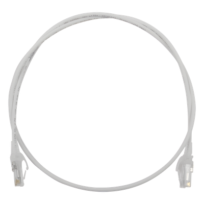 Patch Cord MC6 Modular Cat6 UTP, CM/LS0H, 0.91 Metros (3 Pies), Color Blanco, Diámetro Reducido (28AWG)