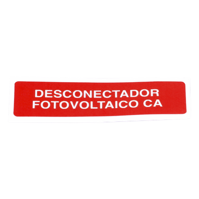 Etiqueta de Desconectador Fotovoltaico en Vinil Adhesivo Mate / Paquete con 20