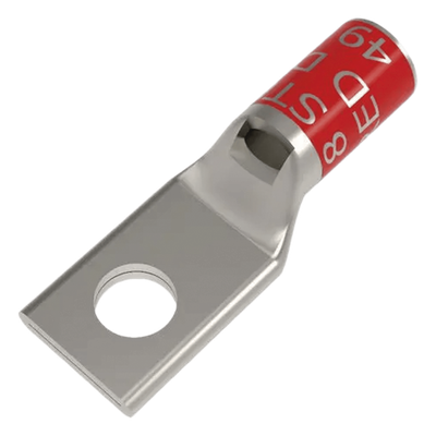 Zapata Terminal de Compresión BURNDY Cañón Corto para Tornillo de 3/8" y Calibre 8 AWG.