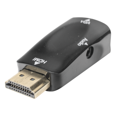 Adaptador (Convertidor) HDMI a VGA  / HDMI Macho a VGA Hembra / Resolución 1920x1080 @ 60Hz  / Adaptador de Audio de 3.5 mm / Chapado en Níquel