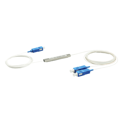 Splitter (Divisor Óptico) tipo PLC, de 1x2, conectores SC/UPC 
