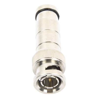 Conector BNC Macho en 75 Ohm, de Compresión Axial para Cable Coaxial RG-59/U, Níquel/ Oro/ Politetrafluoroetileno. - Imagen 3