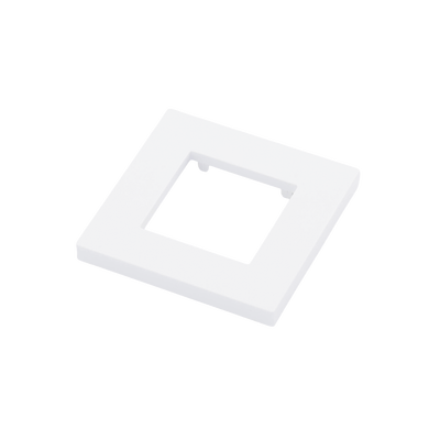 Embellecedor para Caja Europea / Dimensiones 84x84x8 mm Externas / ABS Antimicrobiano / Blanco con Efecto de Contraste / Colocación Fácil y Rápida