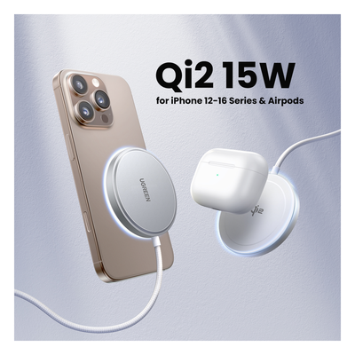 Cargador Inalámbrico Magnético 15W / Protocolo Qi 2 / USB-C 9V 2.2A / Eficiencia 83% / Protección Multinivel / Material PC+ABS+Aleación Aluminio / Cable 1.5m - Imagen 4
