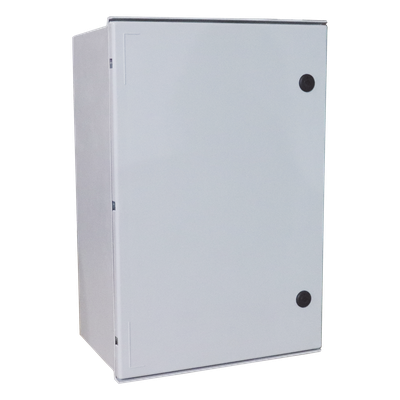Gabinete de Poliéster IP65 Uso en Intemperie (600 x 800 x 300 mm) con Placa Trasera Interior de Plástico (Incluye Chapa y Llave).