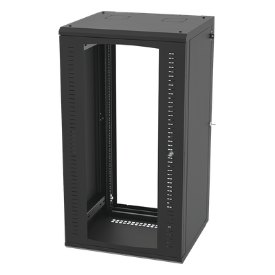 Gabinete Abatible de Pared (Con Marco Trasero) con Rack 19" de 24 Unidades. Ventana de Cristal Templado.
