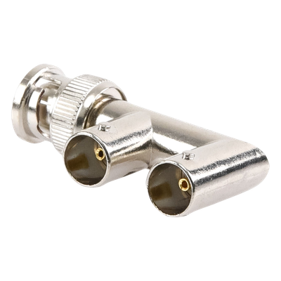 Adaptador Triple en F para 75 Ohm, de Conector BNC Macho a Doble BNC Hembra, Níquel/ Oro/ Delrin. - Imagen 4