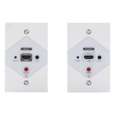 Kit Extensor HDMI en PLACAS DE PARED para distancias de 40 metros / Resolución 1080P @ 60 Hz / Cat 6/6A/ 7 / HDR/ Cero Latencia / Soporta Control Remoto / Placa de pared de 2.74 x 4.49” (tamaño estándar de EE.UU.).