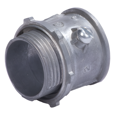 Conector 1" (25mm) pared delgada con tornillo tipo americano galvanizado etiqueta verde
