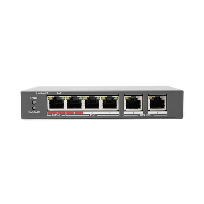 Switch PoE+ / No Administrable / 3 Puertos 10/100 Mbps 802.3 af/at (30 W) + 1 Puerto 10/100 Mbps Hi-PoE (60 W) / 2 Puertos 10/100 Mbps Uplink / Modo Extendido hasta 300 Metros / 60 W - Imagen 3