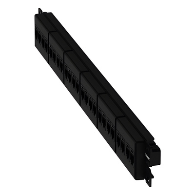 Panel de Parcheo con 24 Acopladores Mini-Com, Plano, Categoría 6A, de 1 UR, Color Negro - Imagen 3