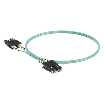Jumper de Fibra Optica Multimodo 50/125 OM3, SC-SC Duplex, OFNR (Riser), Color Aqua, 2 Metros (6.56 Pies)