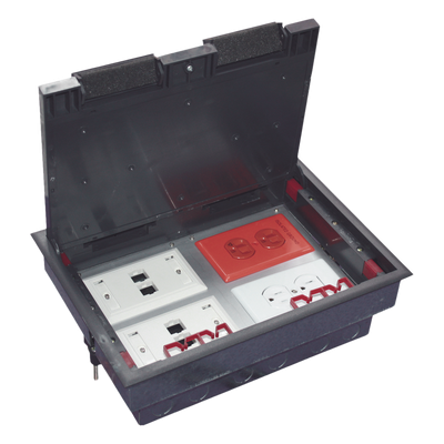 Caja de Piso para Cuatro Módulos Universales (Socket M4), para Alimentación Eléctrica y Redes de Datos (11000-43401) No Incluye Faceplates