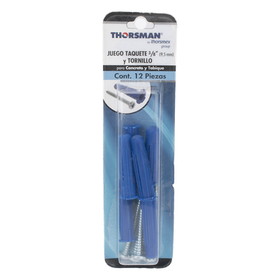 Paquete de 6 taquetes azul 2" y 6 tornillos 12mm x 2" (1105-05002) - Imagen 3