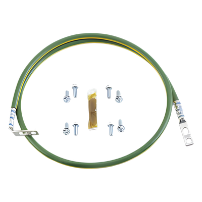 Jumper Para Aterrizar Equipos en Racks o Gabinetes, 10 AWG, con Terminal Doblada a 90 Grados, 0.61m de Largo 