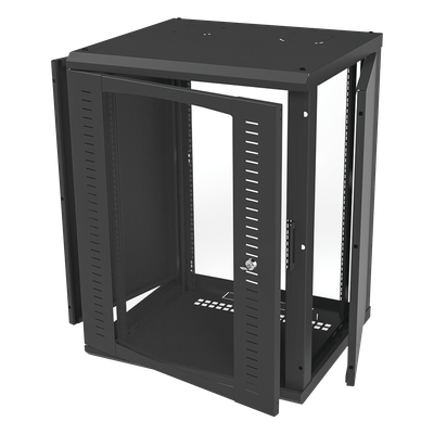 Gabinete para Montaje en Pared, Puerta de Cristal Templado, Cuerpo Fijo con Rack 19" de 16 Unidades - Imagen 3