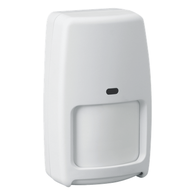 Sensor de Movimiento Inalámbrico / Doble Tecnología PIR y Microondas / Cobertura 15 x 18 m (49.2 x 59.1 ft) / Inmunidad a Mascotas hasta 22.6 kg / Ángulo 90° / Batería 4 x AA