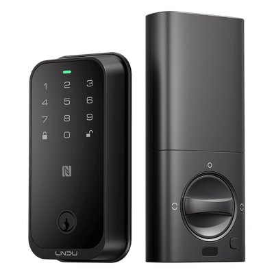 Cerradura Inteligente con Huella Digital LNDU HK01W / WiFi Integrado / Compatible Apple HomeKit / Teclado Táctil / 8 Baterías AA / Escaneo iPhone-Apple Watch-Fob / Bloqueo Manual y Automático / Exterior IP54