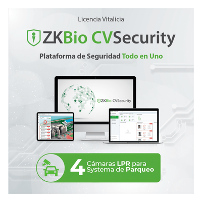 Licencia ZKBio CVSecurity Estacionamiento / 4 Carriles / Reconocimiento de Placas LPRS1000