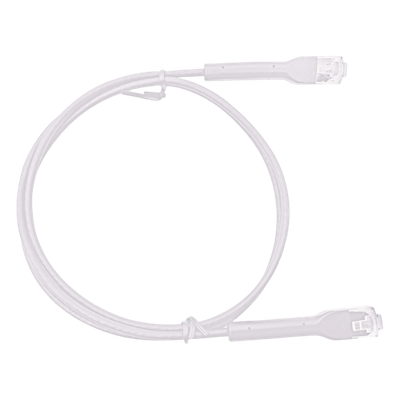 Mini Patch Cord Cat6A Ultra Slim 15 cm Blanco – Ahorra Espacio sin Organizadores, con Bota Flexible