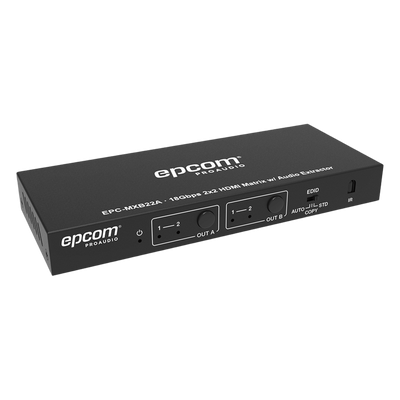 Matricial HDMI | 2x2 | 4K2K@60Hz | HDR | YCbCr 4:4:4 | EDID Auto | Extractor de Audio | Salida de audio análoga y digitalizados | HDCP 2.2 | 18 Gbps