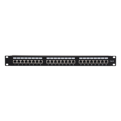 Panel de Parcheo de Impacto (110) Blindado (STP) de 24 Puertos Cat6, 19 Pulgadas
