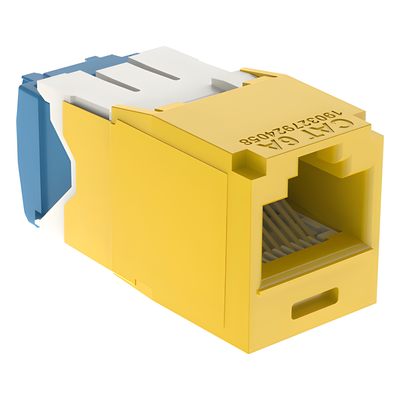 Conector Jack RJ45 Estilo TG, Mini-Com, Categoría 6A, de 8 Posiciones y 8 Cables, Color Amarillo - Imagen 3