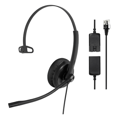 Diadema Alámbrica YHS34 Mono de Yealink QD a RJ9 con Almohadillas de Cuero